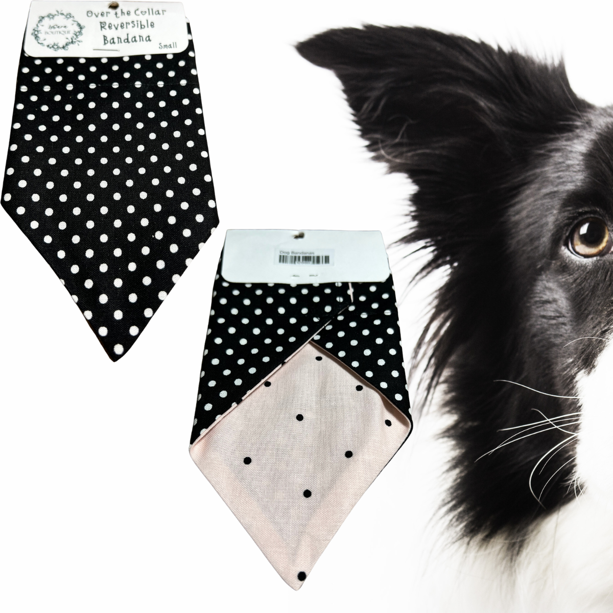 Small Reversible Over-the-Collar Dog Bandana (8" Wide by 6" Long)