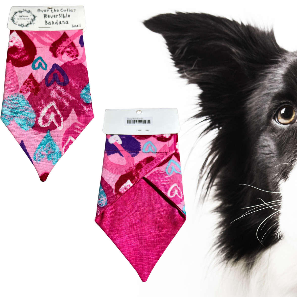 Small Reversible Over-the-Collar Dog Bandana (8" Wide by 6" Long)