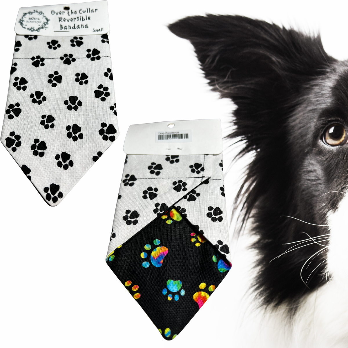 Small Reversible Over-the-Collar Dog Bandana (8" Wide by 6" Long)