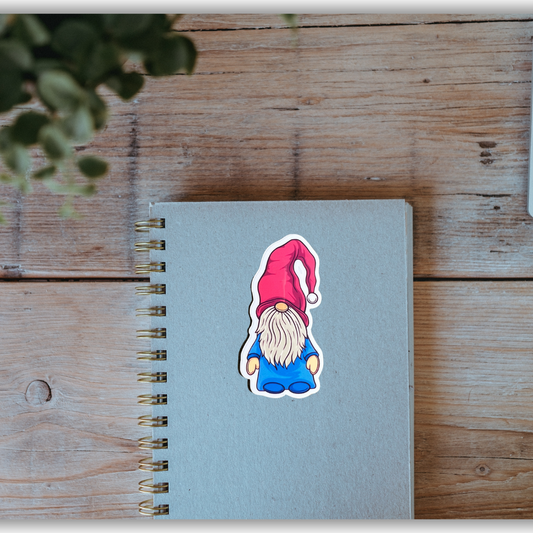 Water-Resistant Blue Gnome Sticker