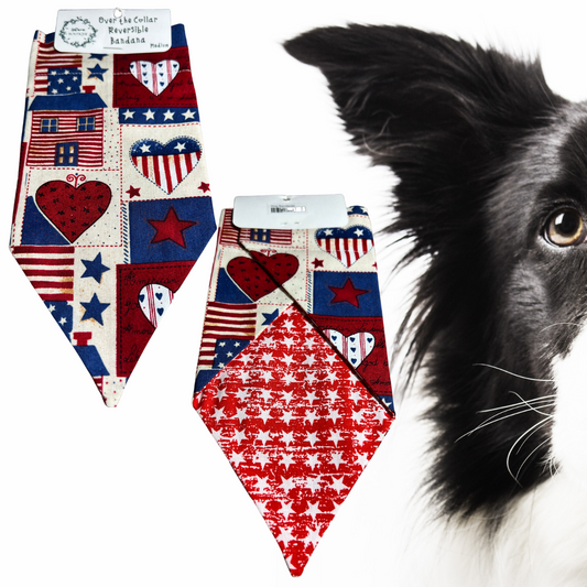 Medium Reversible Over-the-Collar Dog Bandana (11" Wide by 8.5" Long)