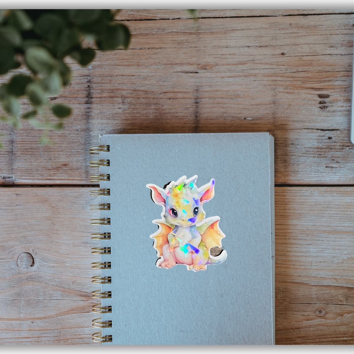 Water-Resistant Holographic White Baby Dragon Sticker