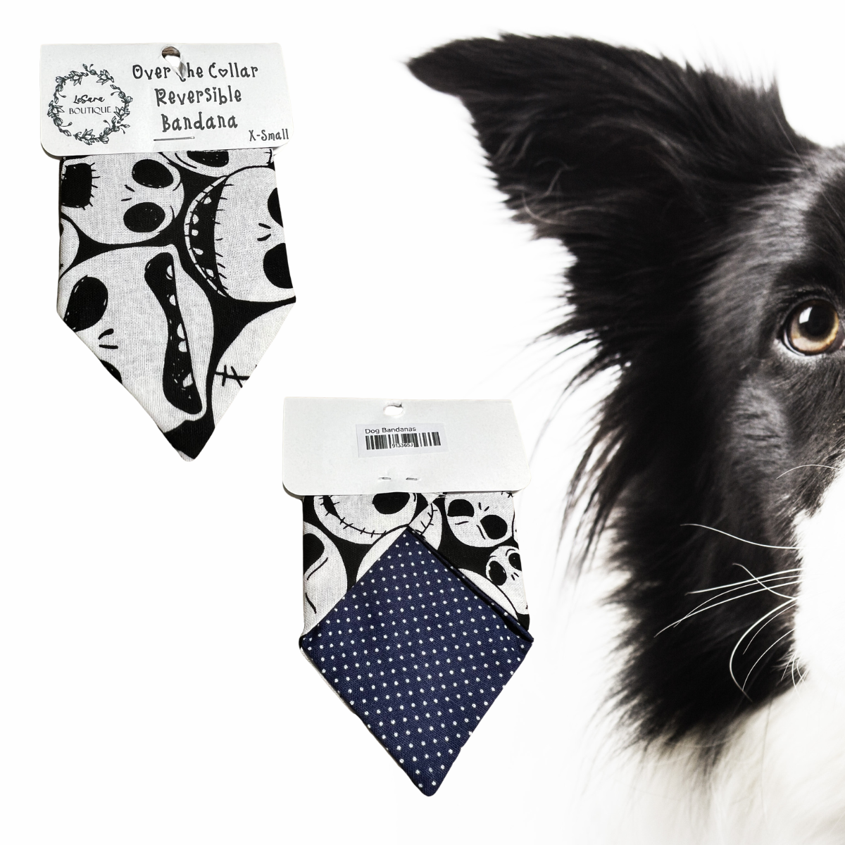 X-Small Reversible Over-the-Collar Dog Bandana (6.25" Wide by 4" Long)