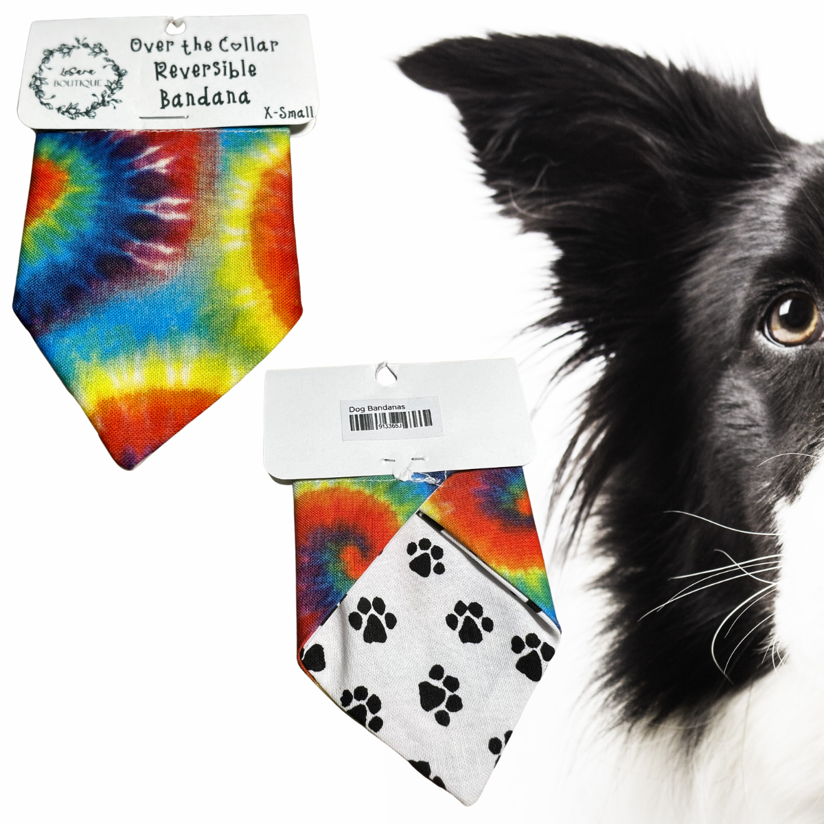 X-Small Reversible Over-the-Collar Dog Bandana (6.25" Wide by 4" Long)