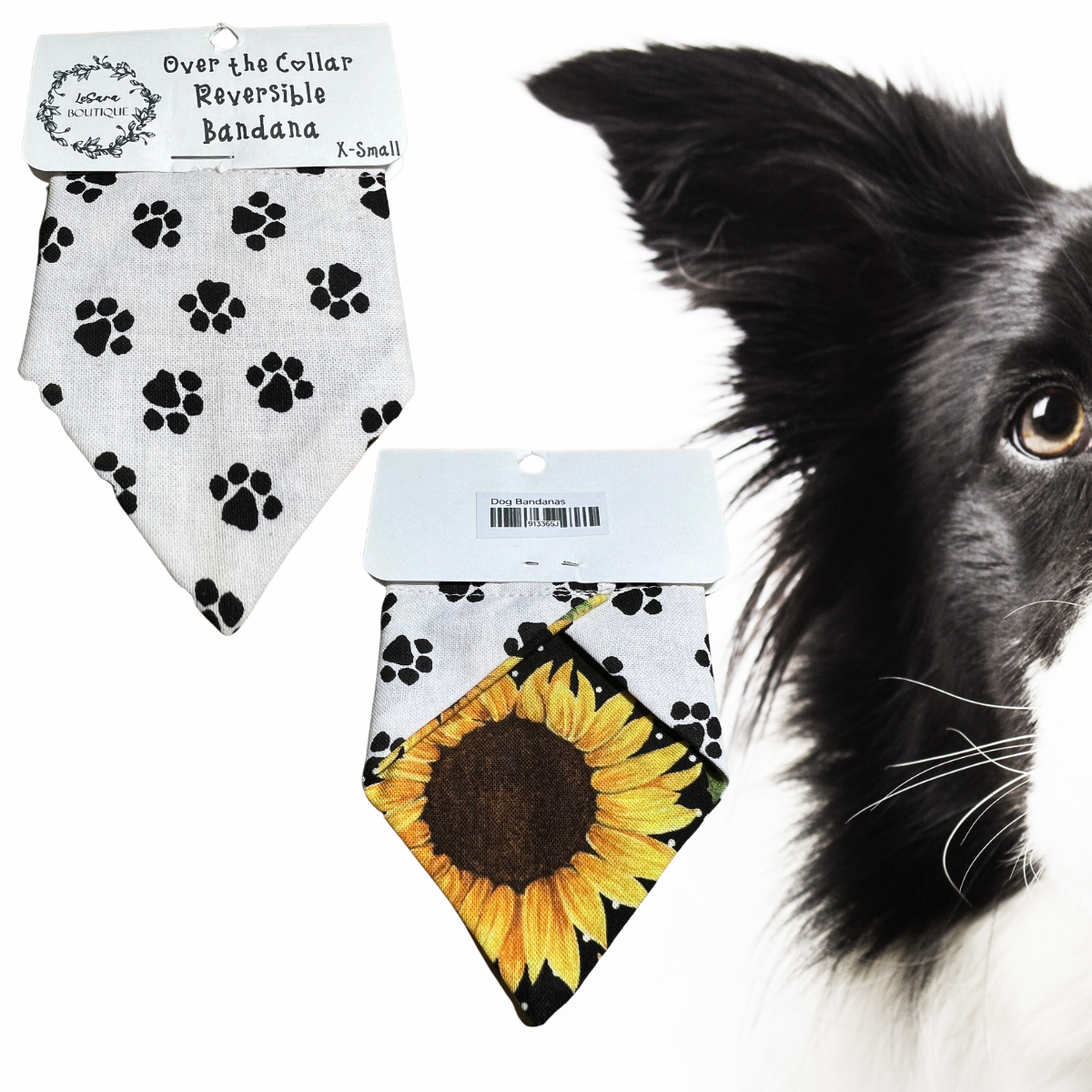 X-Small Reversible Over-the-Collar Dog Bandana (6.25" Wide by 4" Long)