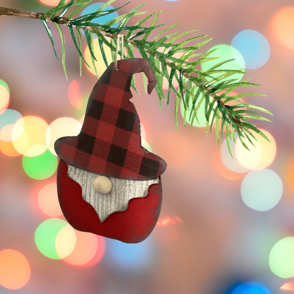 Enchanting Wooden Gnome Ornament