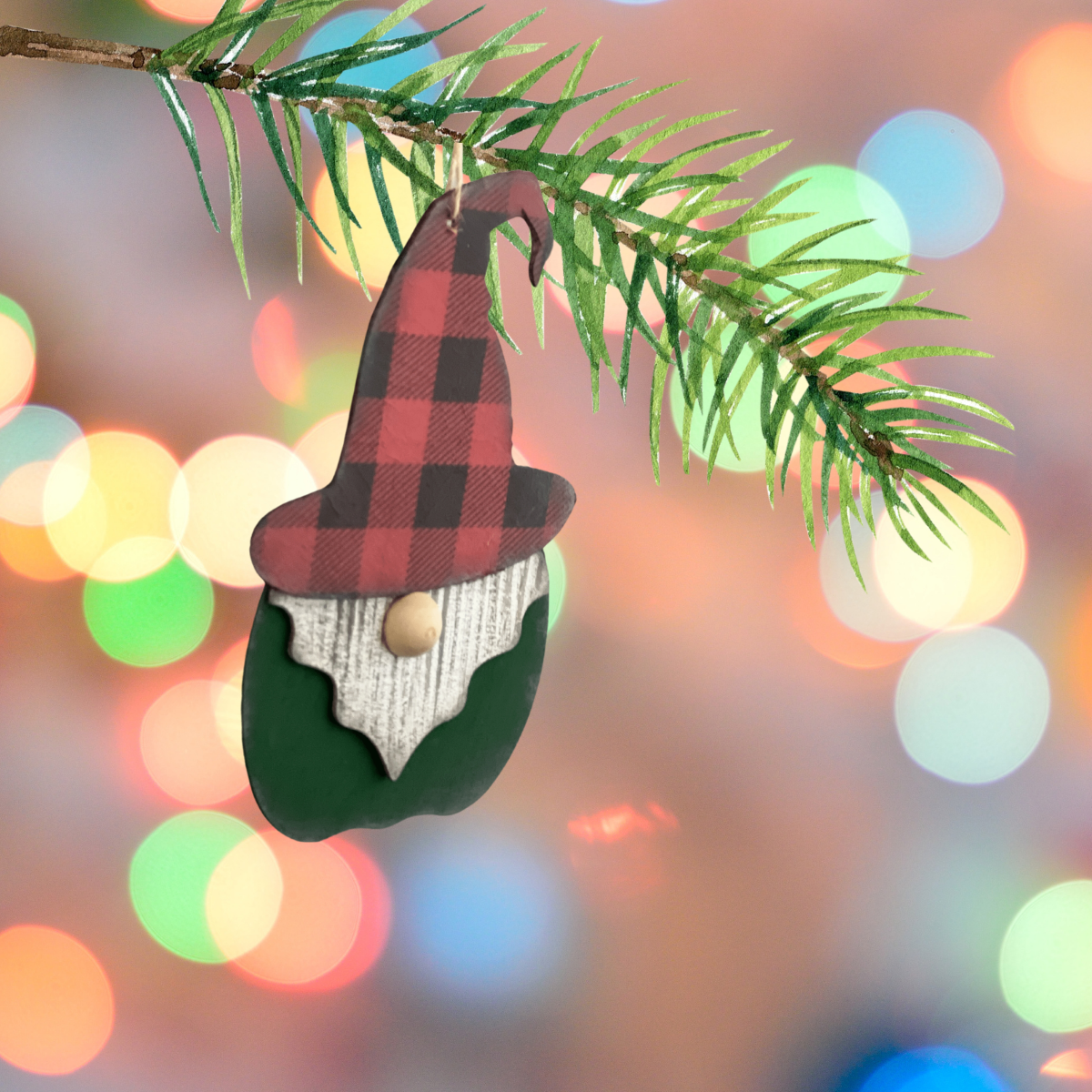 Enchanting Wooden Gnome Ornament