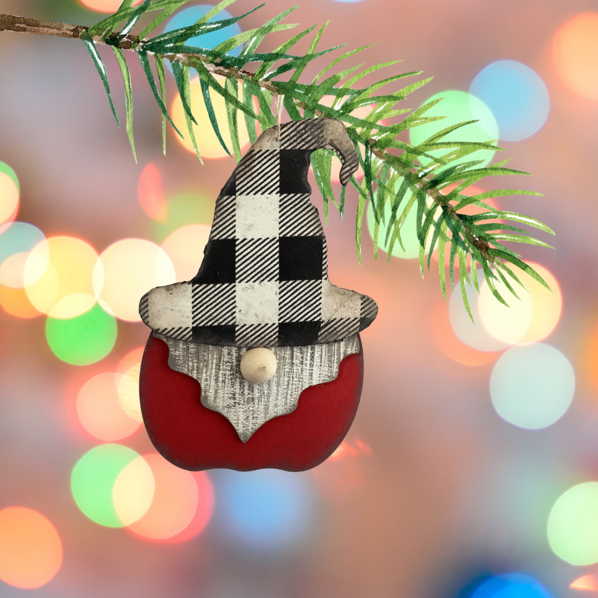 Enchanting Wooden Gnome Ornament