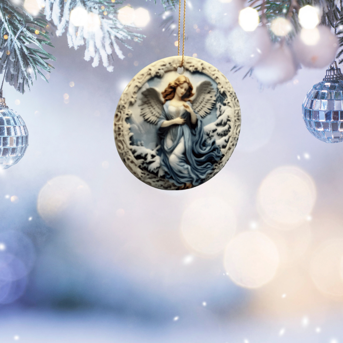 Elegant 3D Ceramic Angel Ornament